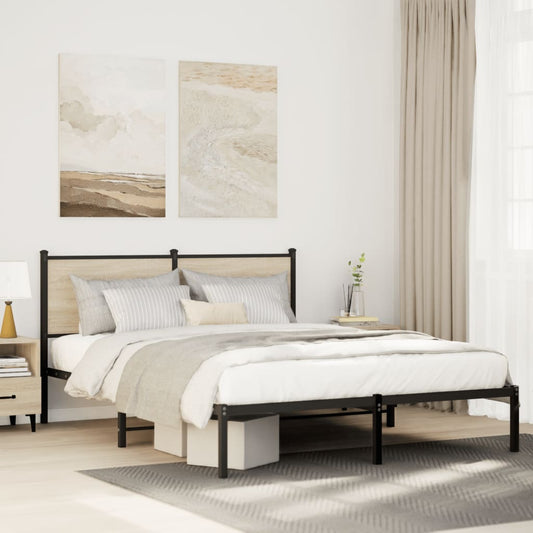 vidaXL Metal Bed Frame without Mattress Sonoma Oak 137x190 cm