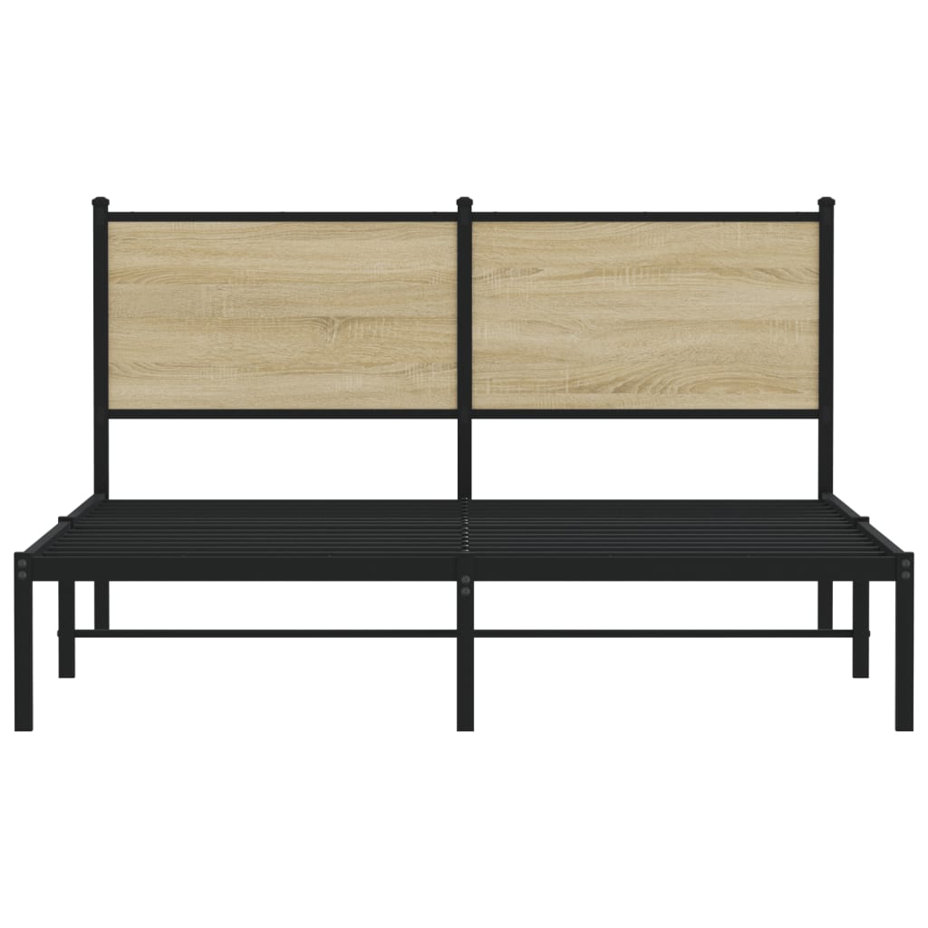 vidaXL Metal Bed Frame without Mattress Sonoma Oak 140x190 cm