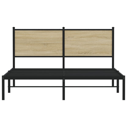 vidaXL Metal Bed Frame without Mattress Sonoma Oak 140x190 cm