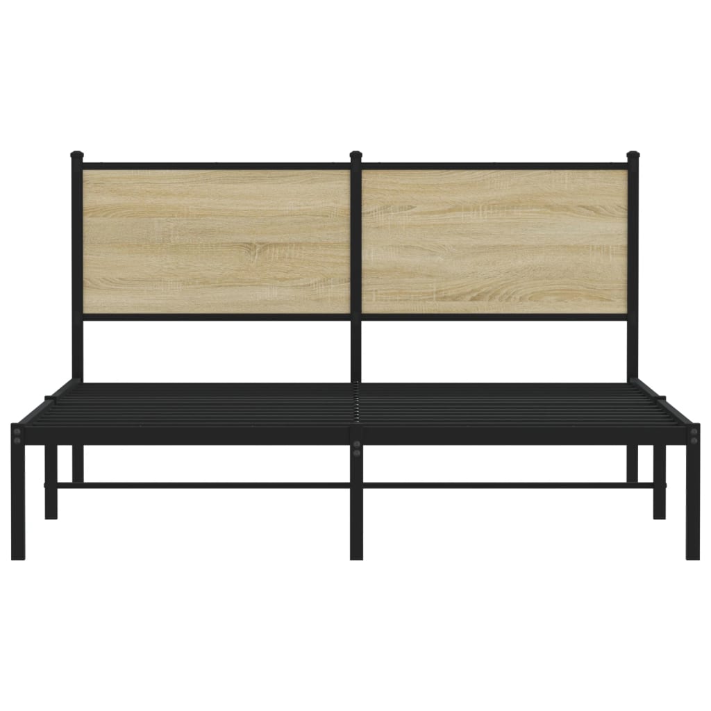 vidaXL Metal Bed Frame without Mattress Sonoma Oak 140x200 cm