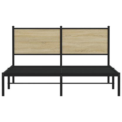 vidaXL Metal Bed Frame without Mattress Sonoma Oak 140x200 cm