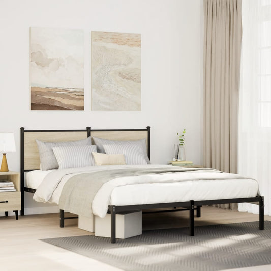 vidaXL Metal Bed Frame without Mattress Sonoma Oak 140x200 cm