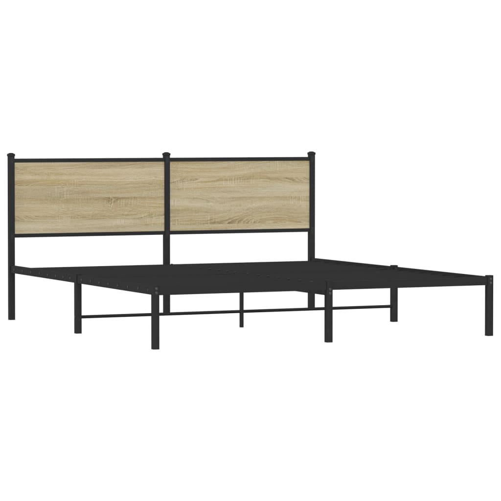 vidaXL Metal Bed Frame without Mattress Sonoma Oak 160x200 cm