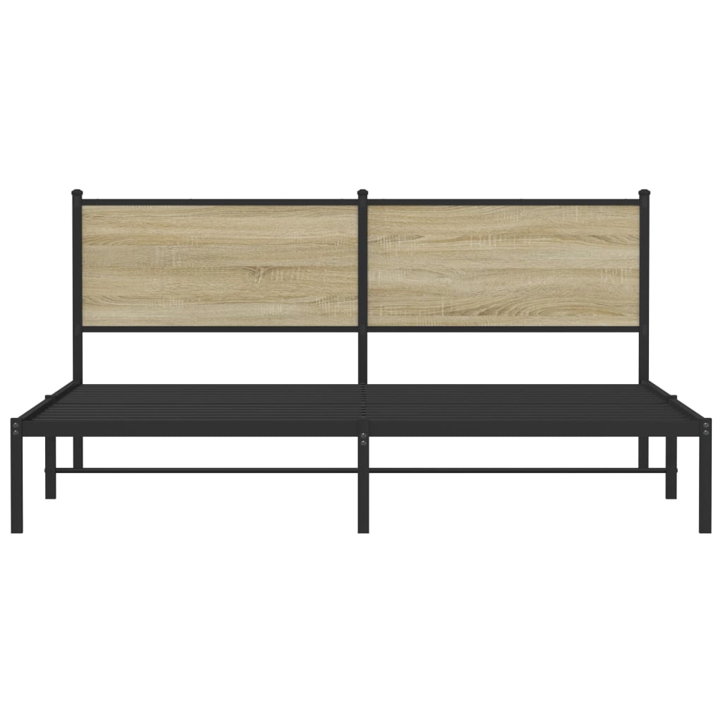 vidaXL Metal Bed Frame without Mattress Sonoma Oak 160x200 cm
