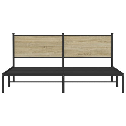 vidaXL Metal Bed Frame without Mattress Sonoma Oak 160x200 cm