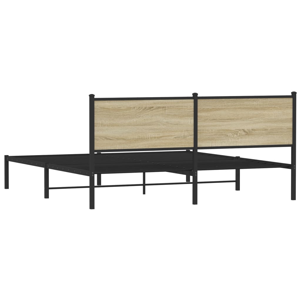 vidaXL Metal Bed Frame without Mattress Sonoma Oak 160x200 cm