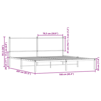 vidaXL Metal Bed Frame without Mattress Sonoma Oak 160x200 cm