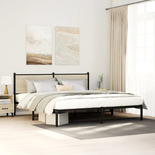 vidaXL Metal Bed Frame without Mattress Sonoma Oak 160x200 cm