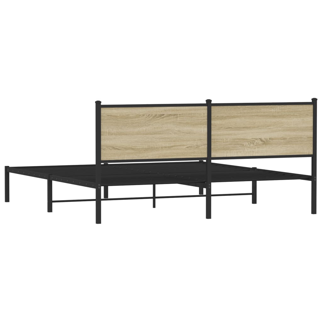 vidaXL Metal Bed Frame without Mattress Sonoma Oak 183x213 cm