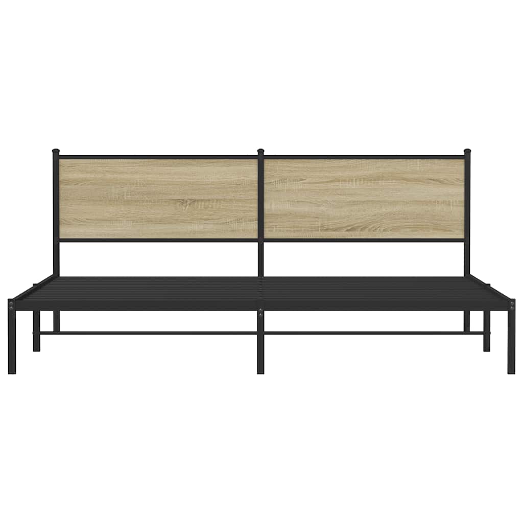 vidaXL Metal Bed Frame without Mattress Sonoma Oak 193x203 cm