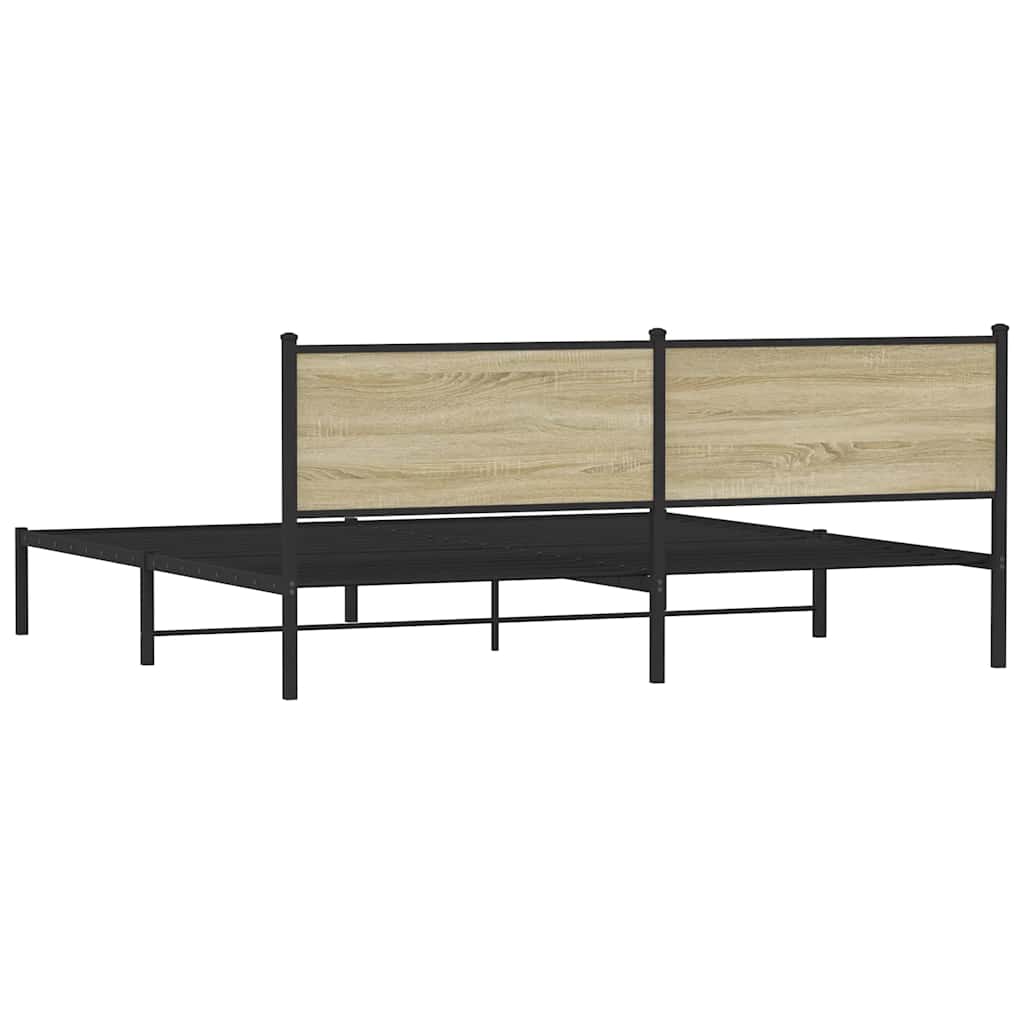 vidaXL Metal Bed Frame without Mattress Sonoma Oak 193x203 cm