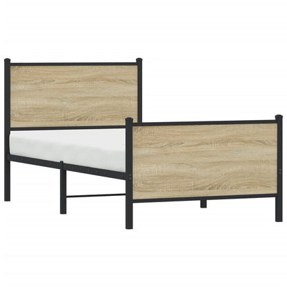 vidaXL Metal Bed Frame without Mattress Sonoma Oak 75x190 cm Small Single