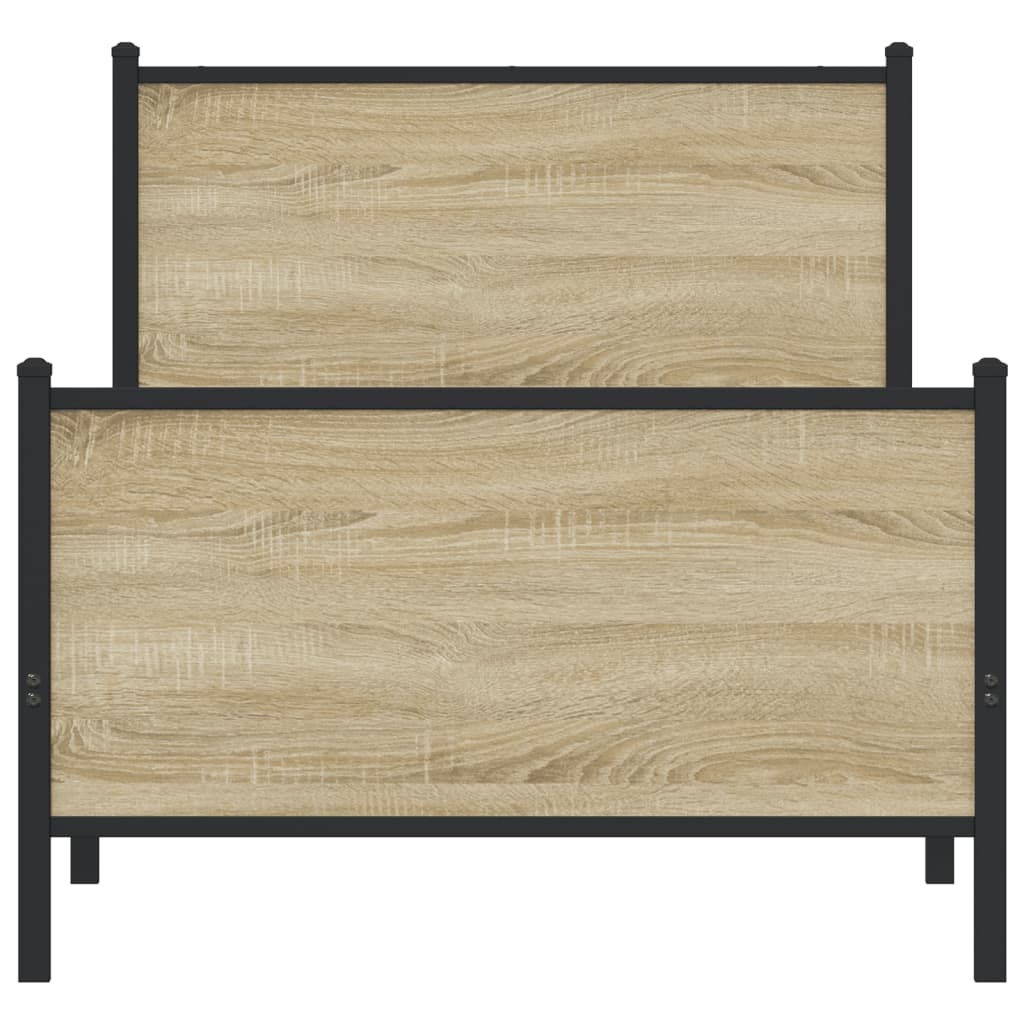 vidaXL Metal Bed Frame without Mattress Sonoma Oak 75x190 cm Small Single