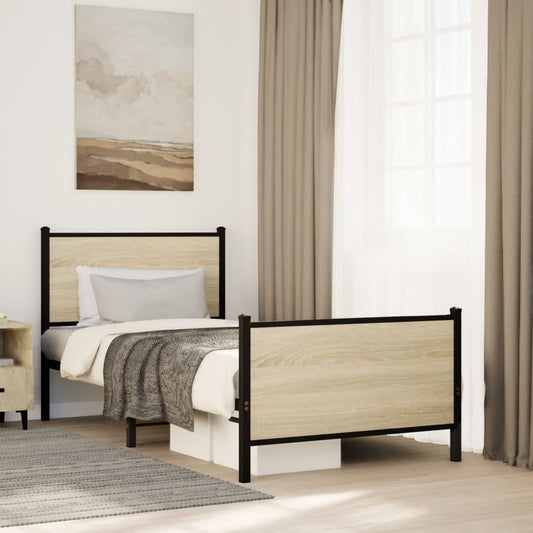 vidaXL Metal Bed Frame without Mattress Sonoma Oak 80x200 cm