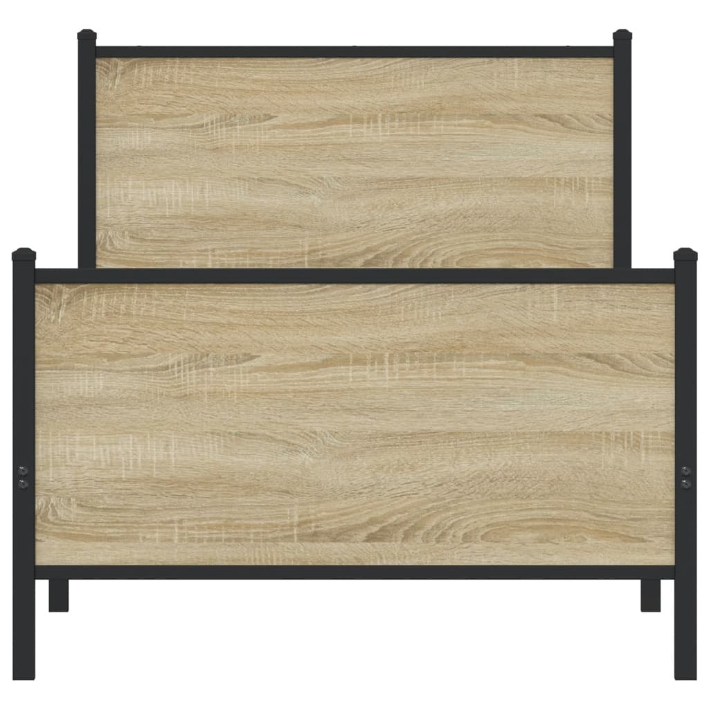 vidaXL Metal Bed Frame without Mattress Sonoma Oak 90x200 cm