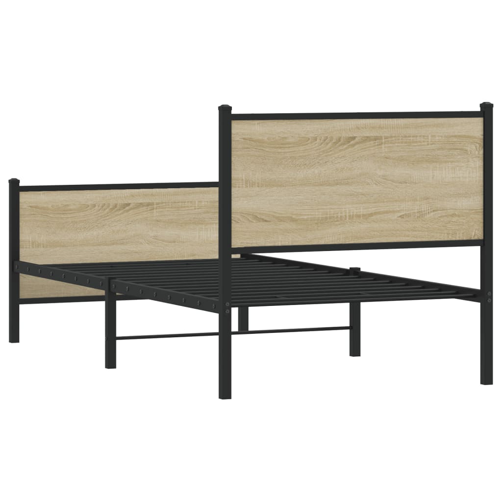 vidaXL Metal Bed Frame without Mattress Sonoma Oak 90x200 cm