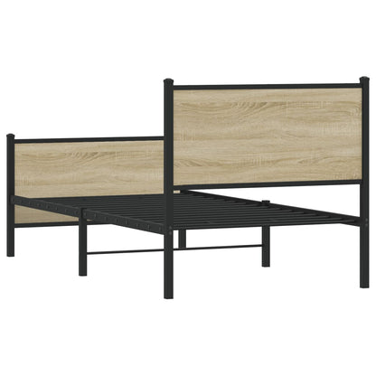 vidaXL Metal Bed Frame without Mattress Sonoma Oak 90x200 cm
