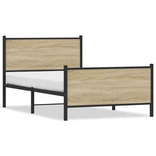 vidaXL Metal Bed Frame without Mattress Sonoma Oak 100x190 cm