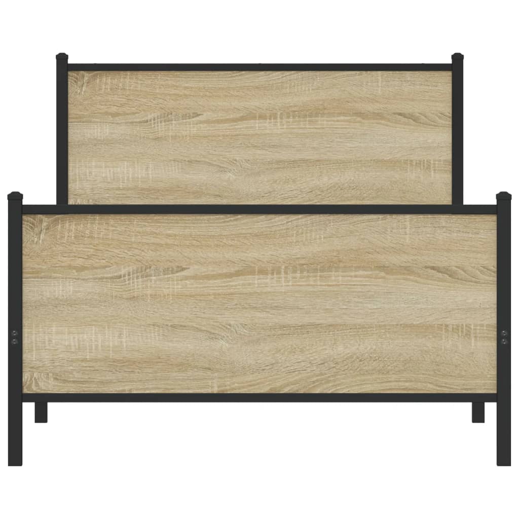 vidaXL Metal Bed Frame without Mattress Sonoma Oak 100x190 cm