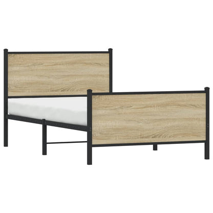 vidaXL Metal Bed Frame without Mattress Sonoma Oak 100x200 cm