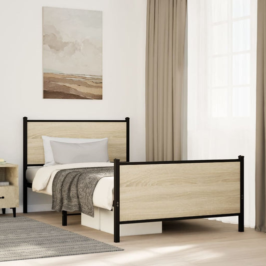 vidaXL Metal Bed Frame without Mattress Sonoma Oak 100x200 cm