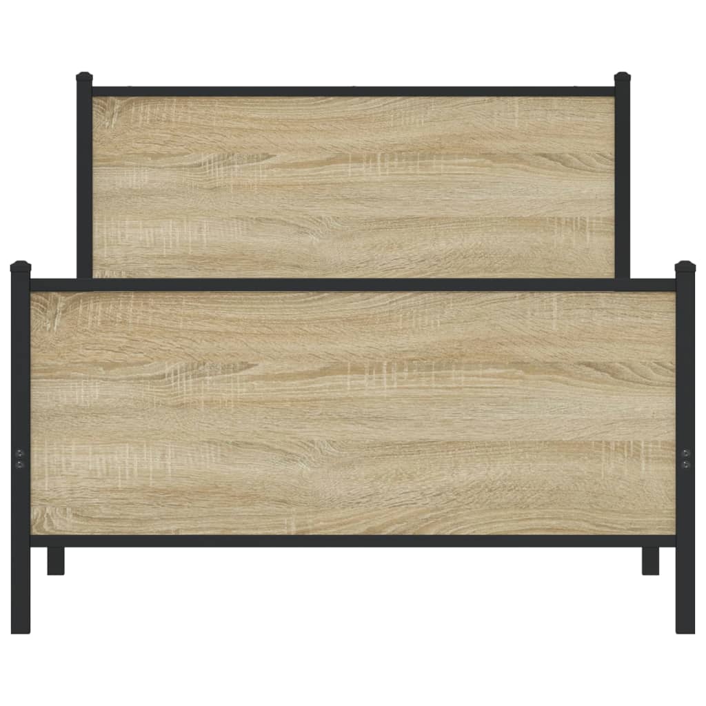 vidaXL Metal Bed Frame without Mattress Sonoma Oak 107x203 cm