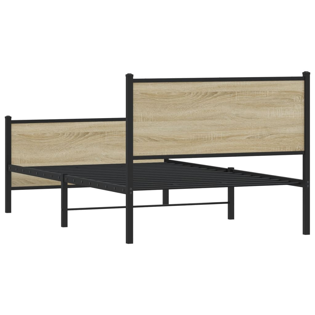 vidaXL Metal Bed Frame without Mattress Sonoma Oak 107x203 cm