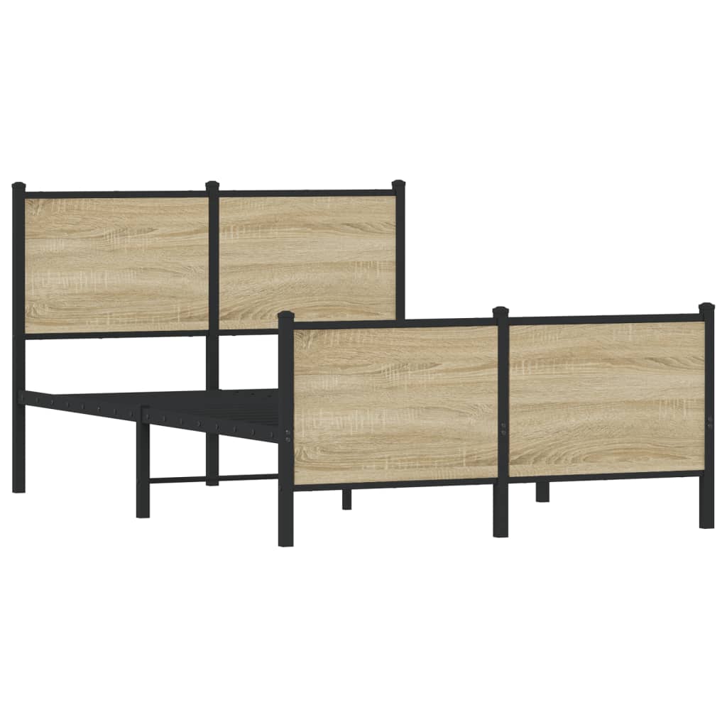 vidaXL Metal Bed Frame without Mattress Sonoma Oak 120x190 cm Small Double