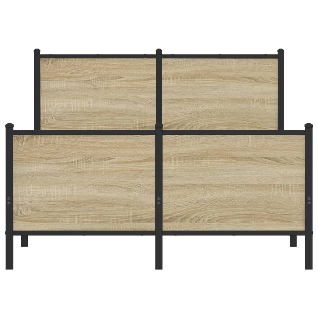 vidaXL Metal Bed Frame without Mattress Sonoma Oak 120x190 cm Small Double