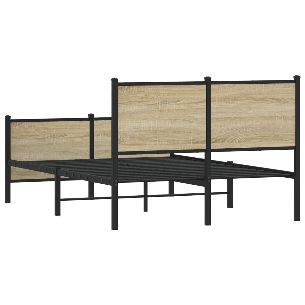 vidaXL Metal Bed Frame without Mattress Sonoma Oak 120x190 cm Small Double