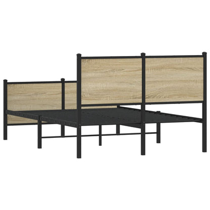 vidaXL Metal Bed Frame without Mattress Sonoma Oak 120x190 cm Small Double