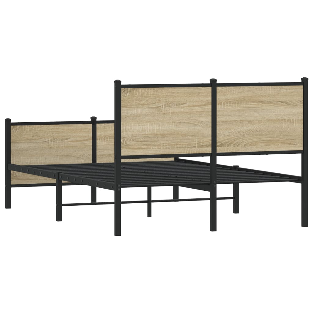 vidaXL Metal Bed Frame without Mattress Sonoma Oak 120x200 cm