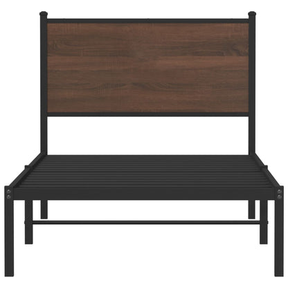 vidaXL Metal Bed Frame without Mattress Brown Oak 75x190 cm Small Single