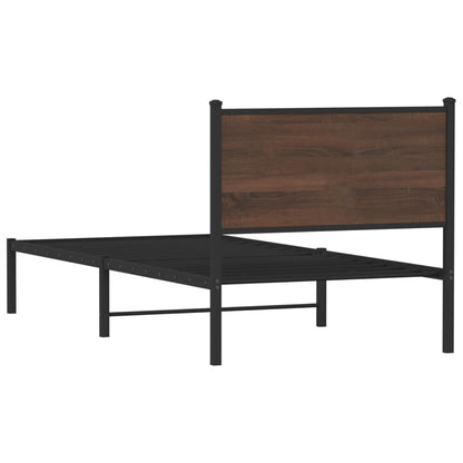 vidaXL Metal Bed Frame without Mattress Brown Oak 75x190 cm Small Single
