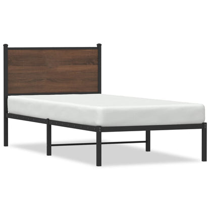 vidaXL Metal Bed Frame without Mattress Brown Oak 80x200 cm