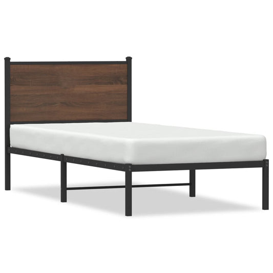 vidaXL Metal Bed Frame without Mattress Brown Oak 80x200 cm