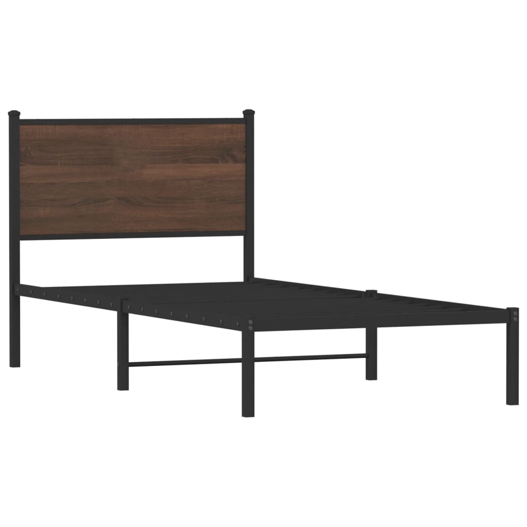 vidaXL Metal Bed Frame without Mattress Brown Oak 80x200 cm