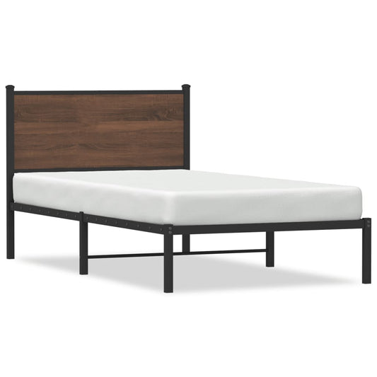 vidaXL Metal Bed Frame without Mattress Brown Oak 100x190 cm