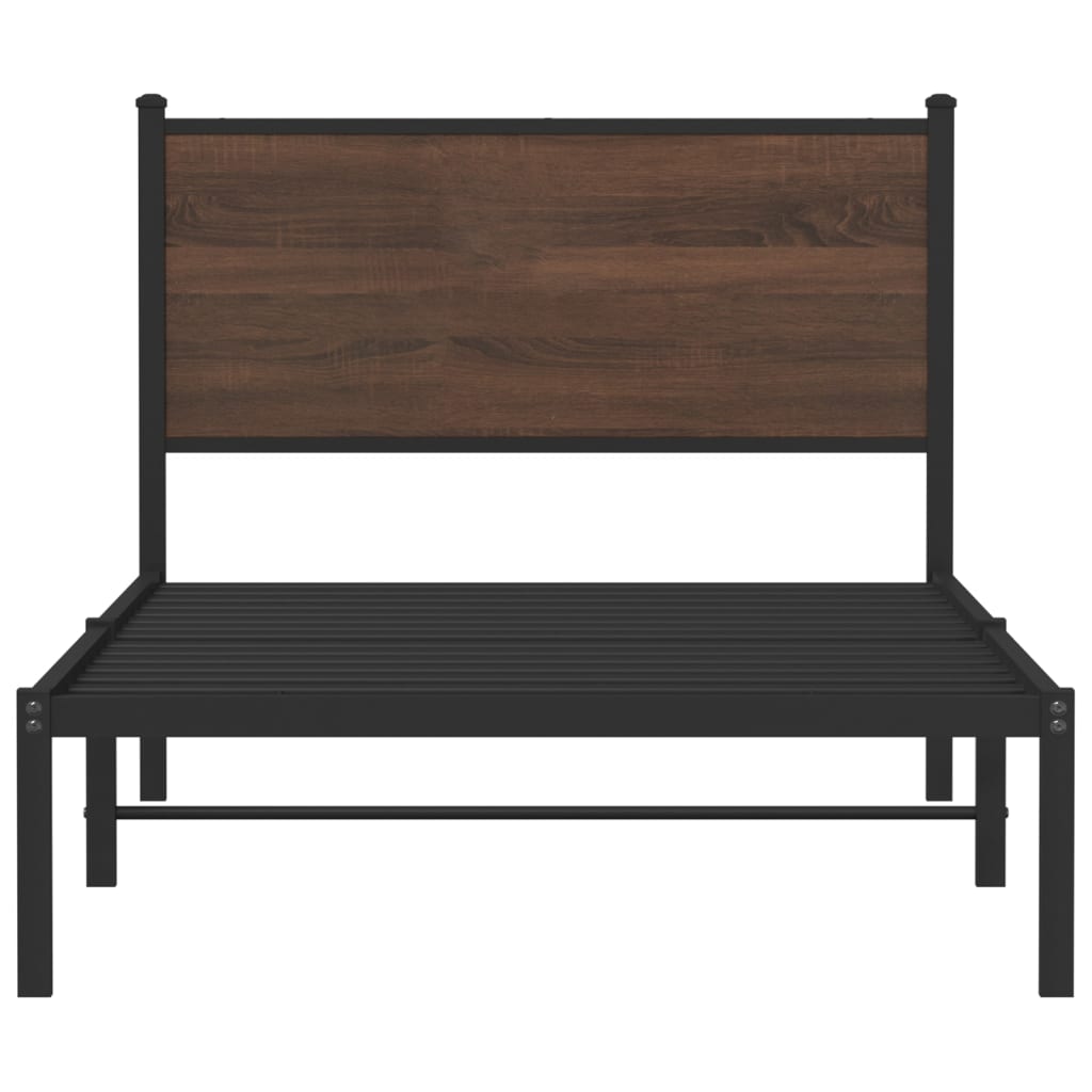 vidaXL Metal Bed Frame without Mattress Brown Oak 100x190 cm