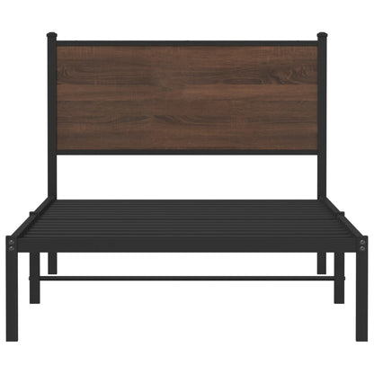 vidaXL Metal Bed Frame without Mattress Brown Oak 100x190 cm