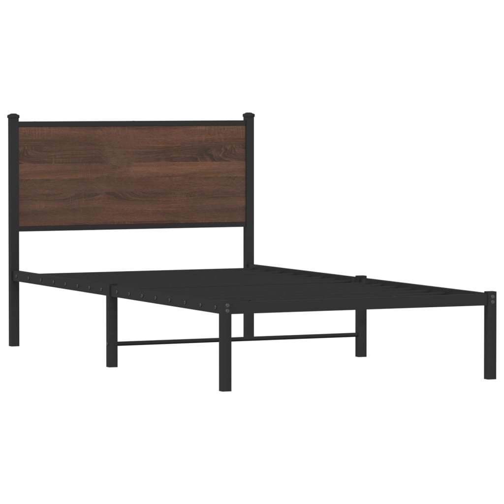 vidaXL Metal Bed Frame without Mattress Brown Oak 100x200 cm