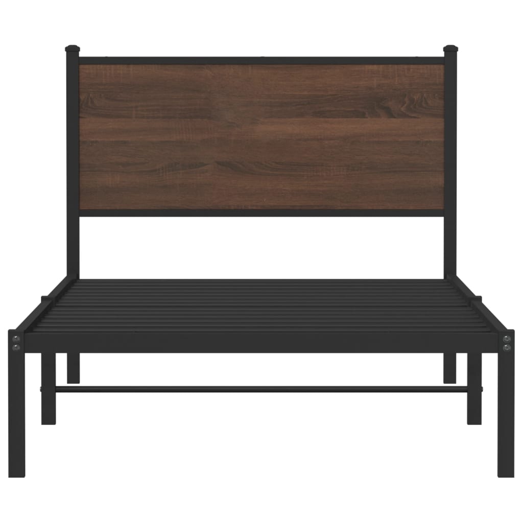vidaXL Metal Bed Frame without Mattress Brown Oak 100x200 cm