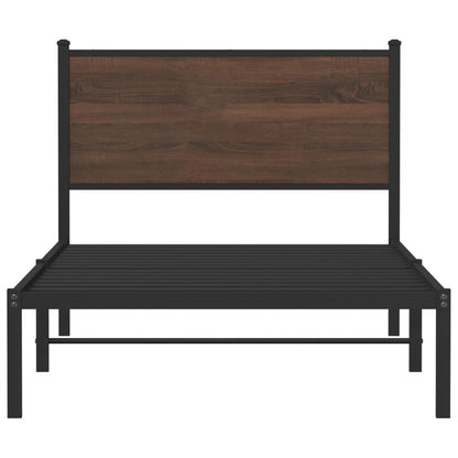 vidaXL Metal Bed Frame without Mattress Brown Oak 100x200 cm