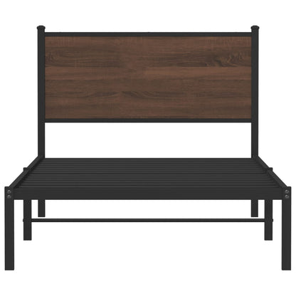 vidaXL Metal Bed Frame without Mattress Brown Oak 107x203 cm