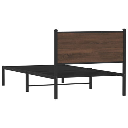 vidaXL Metal Bed Frame without Mattress Brown Oak 107x203 cm