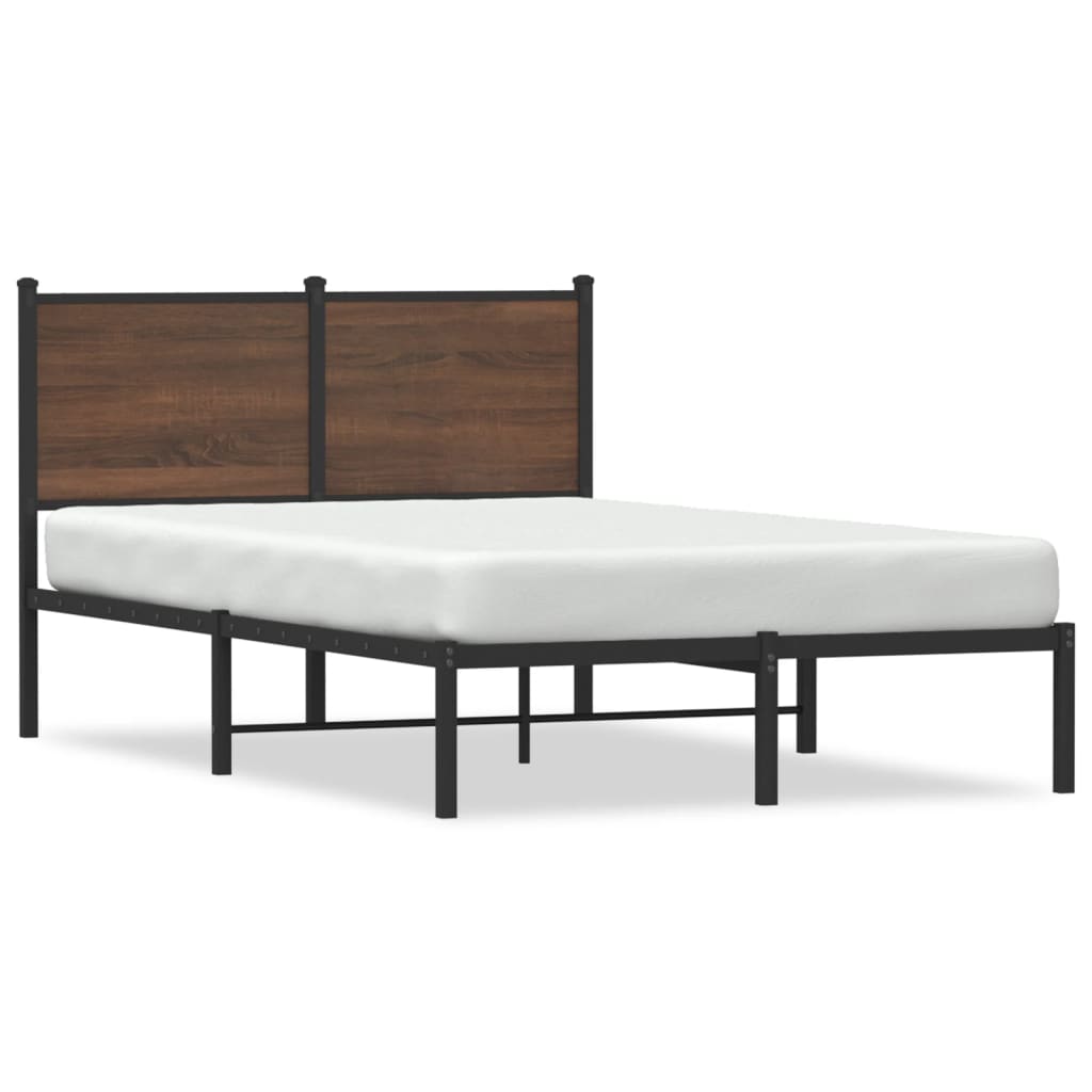 vidaXL Metal Bed Frame without Mattress Brown Oak 120x190 cm Small Double