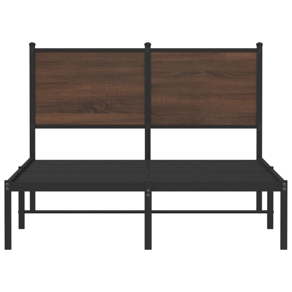 vidaXL Metal Bed Frame without Mattress Brown Oak 120x190 cm Small Double