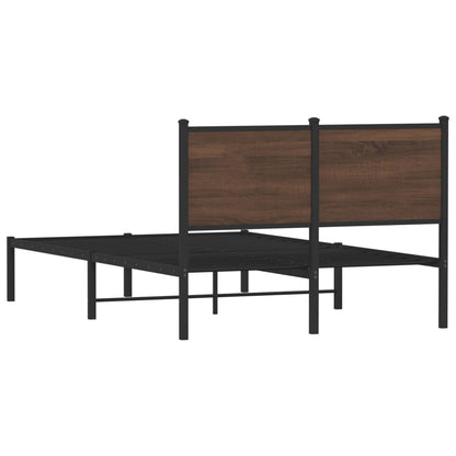 vidaXL Metal Bed Frame without Mattress Brown Oak 120x190 cm Small Double
