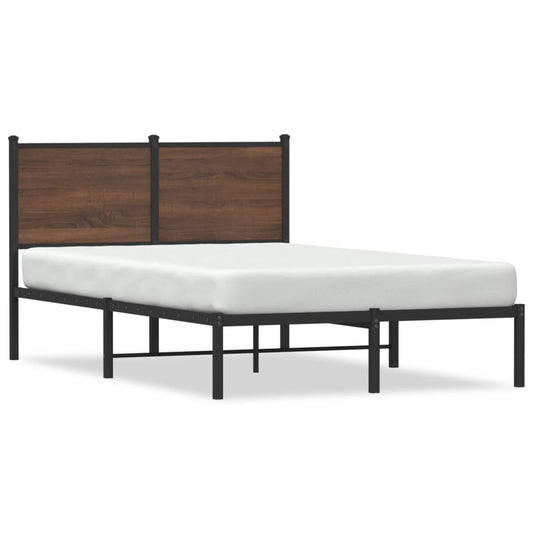vidaXL Metal Bed Frame without Mattress Brown Oak 120x200 cm