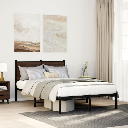 vidaXL Metal Bed Frame without Mattress Brown Oak 120x200 cm